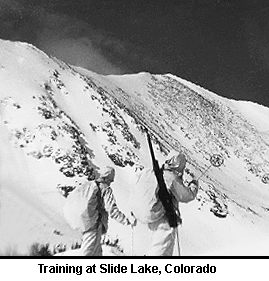 10th Mountain Division soldiers training at Slide Lake, Colorado.