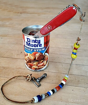 Dinty, with my late mother's Swiss knife and hippie lanyard.